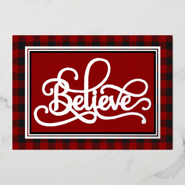 Believe Christmas  Foil Holiday Card (Front)