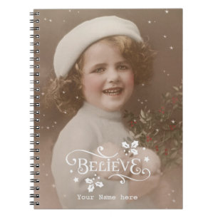 believe christmas holiday vintage retro notebook