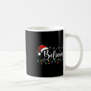 Believe Christmas Lights Red Santa Hat Xmas Family Coffee Mug