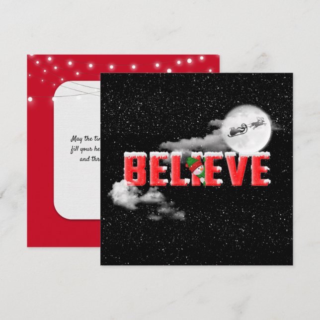 BELIEVE Christmas message with moon Card (Front/Back)