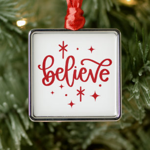 Believe Christmas Metal Tree Decoration