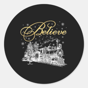 Believe Christmas North Pole Polar Express All Abr Classic Round Sticker