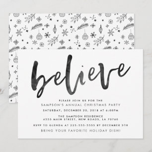 Believe Christmas Party Invitations