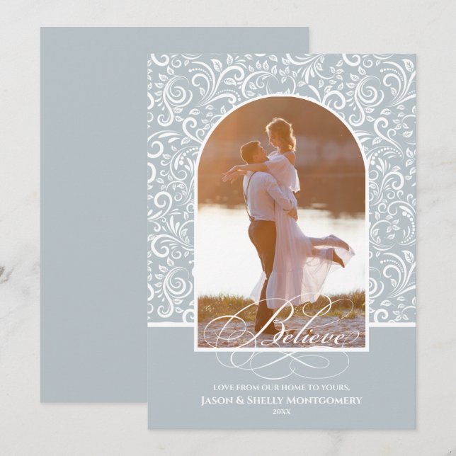Believe Christmas Photo Holiday Card (Front/Back)