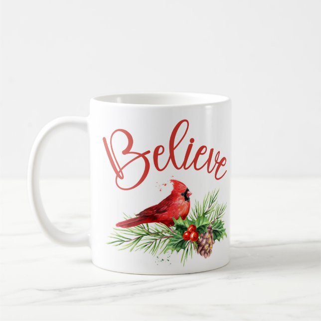 Believe Christmas Redbird Mug (Left)