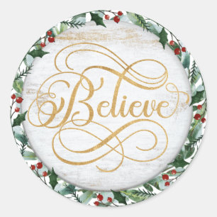 Believe Christmas Round Sticker   Sticker Pack 