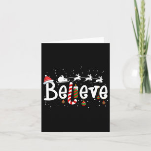 Believe Christmas Santa Claus Reindeer Candy Cane Card