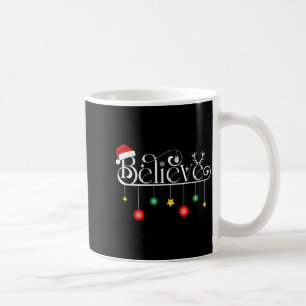 Believe Christmas Santa Claus Reindeer Candy Cane Coffee Mug