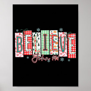 Believe Christmas Santa Coquette Bow Women Girls Poster