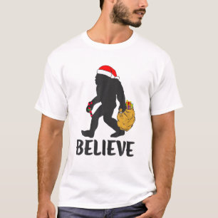 Believe Christmas Sasquatch Yeti Santa - Fun Santa T-Shirt