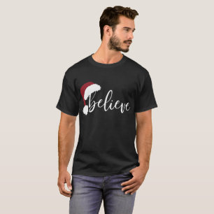 Believe Christmas Shirt   Holiday Santa Hat