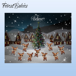 Believe Christmas Snow Winter Wonderland Scene🦌🎄 Postcard