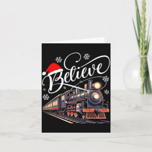 Believe Christmas Trains Xmas Santa Family Pajamas Card