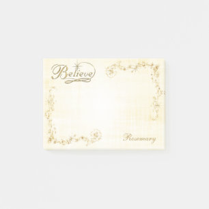 "Believe" Christmas Typography/Gold Stars Post-it Notes