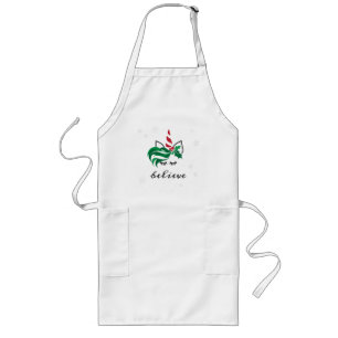 Believe Christmas Unicorn Long Apron