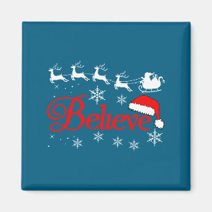 Believe Christmas Xmas Santa Family Pajamas Holida Magnet