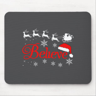 Believe Christmas Xmas Santa Family Pajamas Holida Mouse Mat