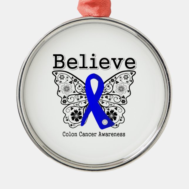 Believe - Colon Cancer Butterfly Metal Tree Decoration (Front)