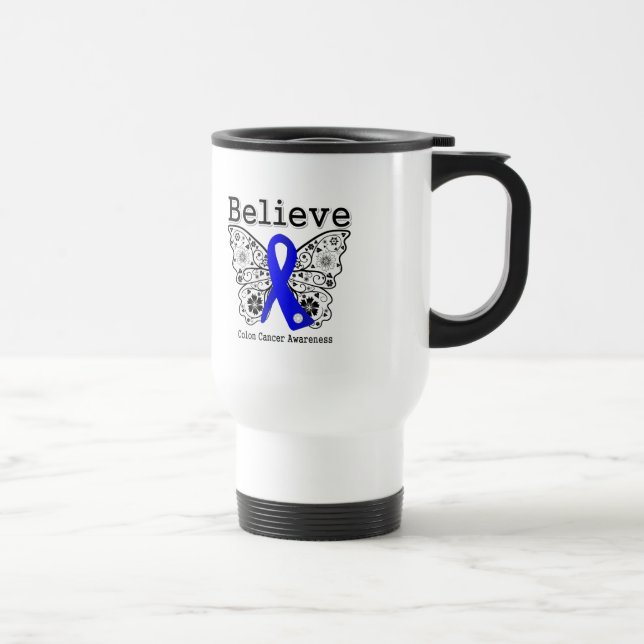 Believe - Colon Cancer Butterfly Travel Mug (Right)