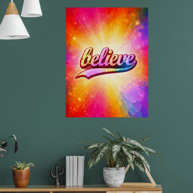 Believe Colourful Typography Inspirational Poster (Living Room 1)