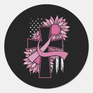 Believe Cross Christian Breast Cancer Awareness Classic Round Sticker