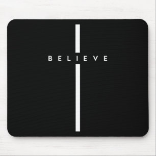 Believe Cross God Jesus Easter Christian Religious Mouse Mat