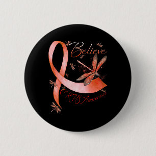 Believe Crps Awareness Orange Ribbon Dragonfly Lov 6 Cm Round Badge