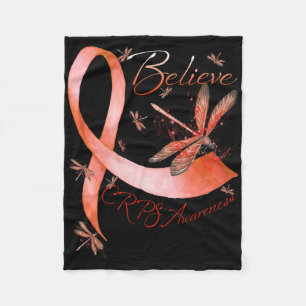 Believe Crps Awareness Orange Ribbon Dragonfly Lov Fleece Blanket