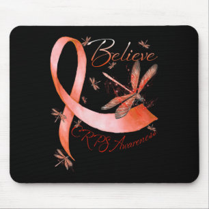 Believe CRPS Awareness Orange Ribbon Dragonfly Lov Mouse Mat