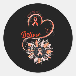 Believe Crps Awareness Orange Ribbon Sunflower Lov Classic Round Sticker
