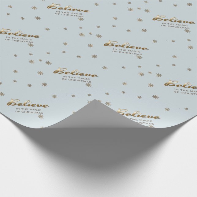 Believe. Custom Name Gift Wrapping Paper (Corner)