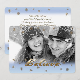 Believe. Custom Photo Christmas Flat Card