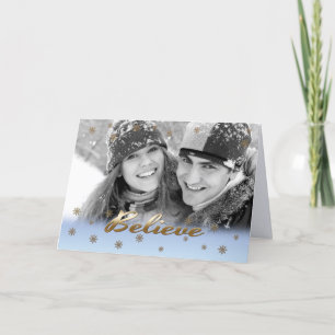 Believe. Custom Photo Christmas  Holiday Card