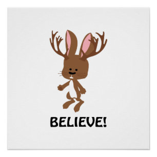 Believe! Cute Jackalope Poster