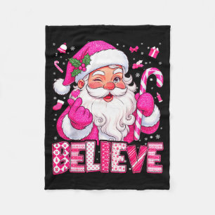 Believe Cute Nk Santa Candy Cane Christmas Xmas Gi Fleece Blanket