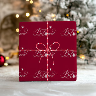 Believe Elegant Script Holiday Wrapping Paper