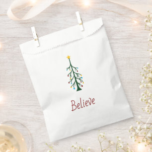 Believe Evergreen Tree Modern Christmas Party  Favour Bags