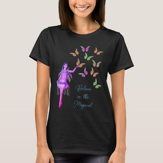 Believe Fairy Butterflies Inspirational      T-Shirt (Front)