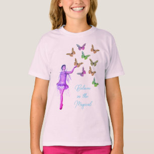 Believe Fairy Butterflies Inspirational       T-Shirt