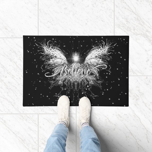 Believe Fairy Starlight Fantasy Black Doormat (Indoor)