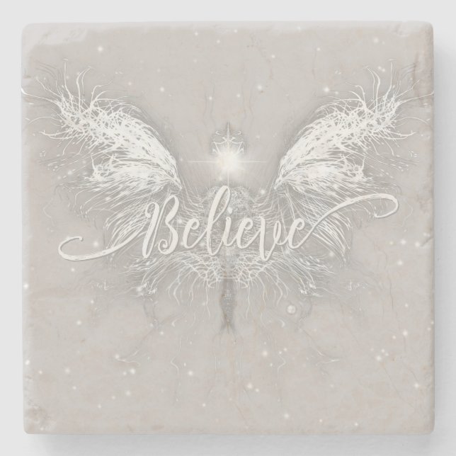Believe Fairy Starlight Fantasy Stone Coaster (Front)