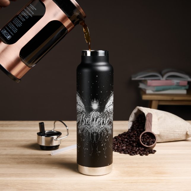 Believe Fairy Starlight Fantasy Water Bottle (Coffee)