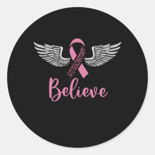 Believe Faith Breast Cancer Awareness Christian Classic Round Sticker