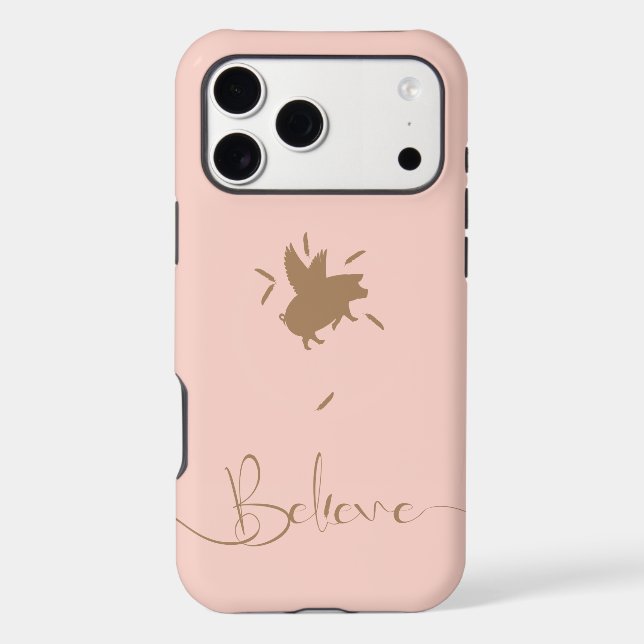 Believe-Falling Pig Feathers Case-Mate iPhone Case (Back)