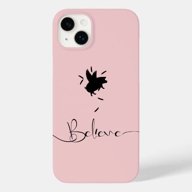 Believe-Falling Pig Feathers Case-Mate iPhone Case (Back)