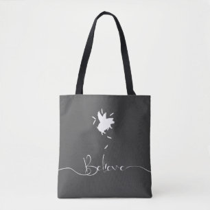 Believe-Falling Pig Feathers Tote Bag