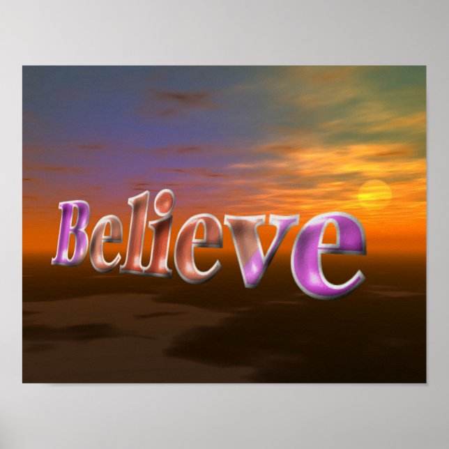 Believe Fantasy Sun Sky Inspirational Poster (Front)