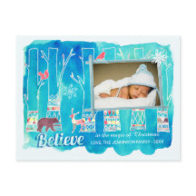 Believe Festive Woodland Watercolor Holiday Photo