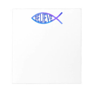 Believe Fish- Blue Notepad