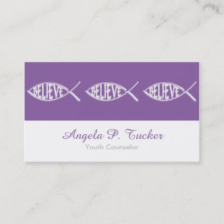 Believe Fish Lavender Business Card